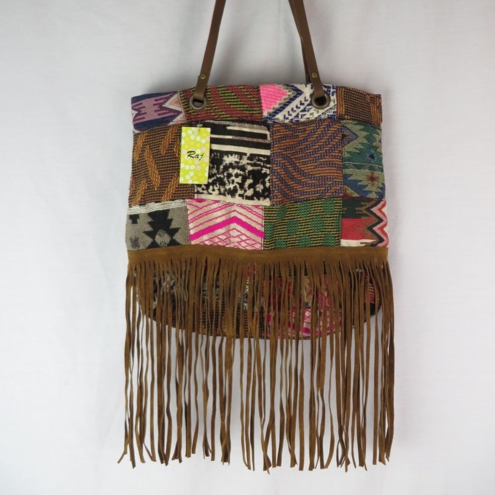 Raj L.A. Anthropologie Patchwork Fringe Bag NWT